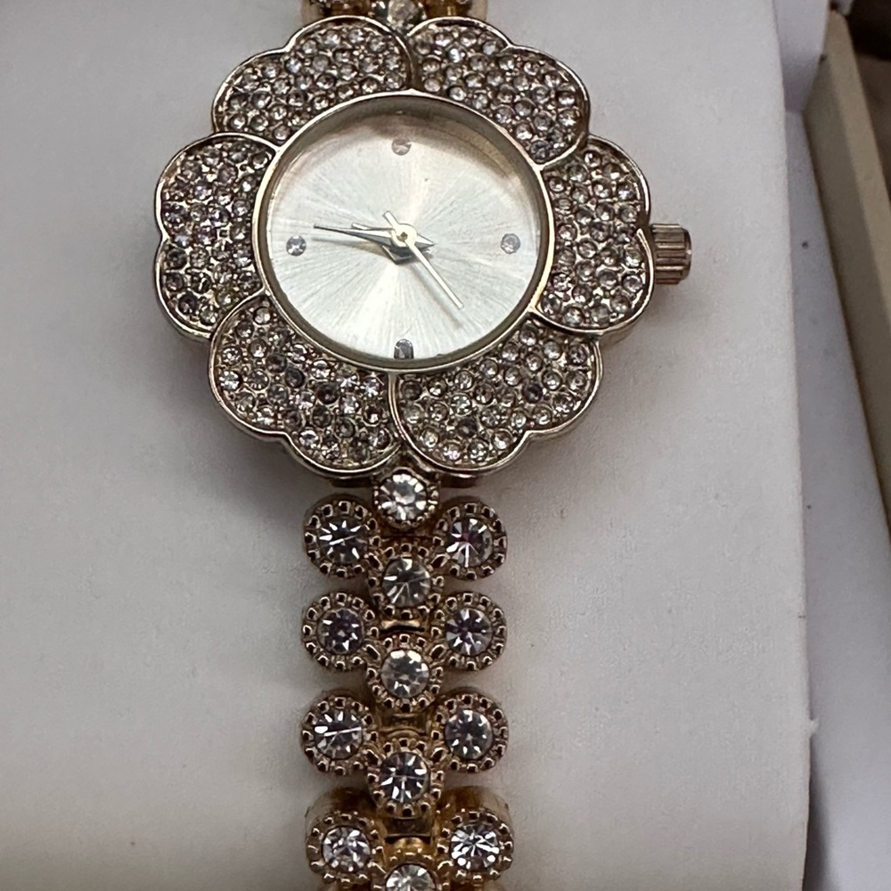 Charter Club Gold Clear Rhinestone Watch - Picture 7 of 14